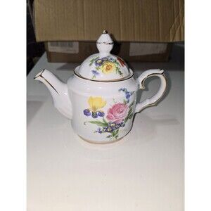 Vintage Stafordshire Royal Danube Small Teapot White Floral